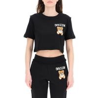 Moschino Little Inside Out Teddy Bear Cropped T-Shirt Black