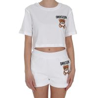 Moschino Little Inside Out Teddy Bear Cropped T-Shirt White