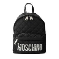 Moschino Logo Quilted Backpack Black/Silver