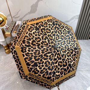 Moschino Leopard 3 Folding Umbrella Brown
