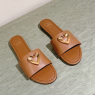 Love Moschino Engraved Heart Slides Brown