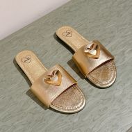 Love Moschino Engraved Heart Slides Gold