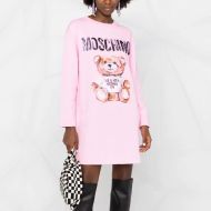 Moschino Painted Teddy Bear Fleece Dress Pink