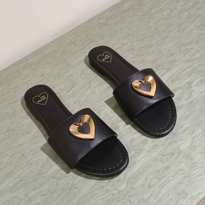 Love Moschino Engraved Heart Slides Black