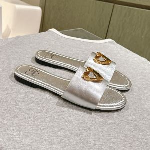 Love Moschino Engraved Heart Slides Silver