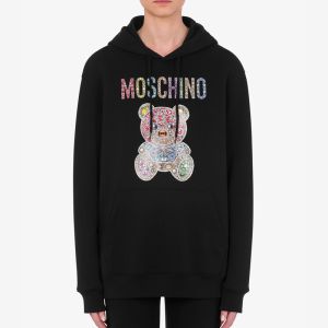 Moschino Jeweled Teddy Bear Sweatshirt Black